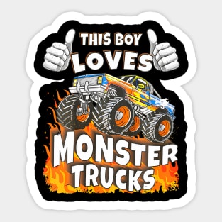 This Boy Loves Monster Trucks Sticker